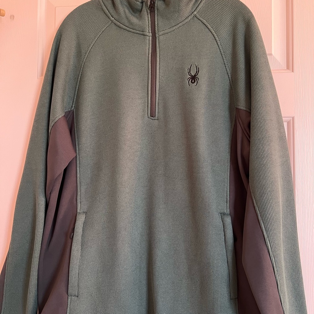 Spyder Green Lightweight Jacket with Quarter-Zip and High Collar